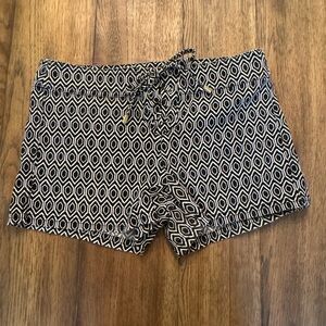 Helen Jon Lace Up Swim Shorts Board Shorts Black and White Geometric Print 2